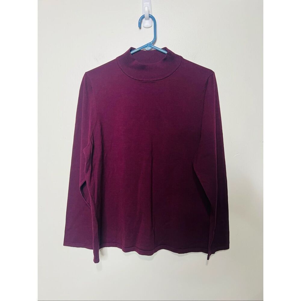 Pendleton Burgundy Mock Neck Sweater Women's Sz XL Silk Blend Exc Cond